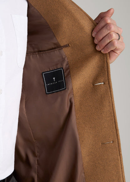 Wool Coat for Tall Men in Camel