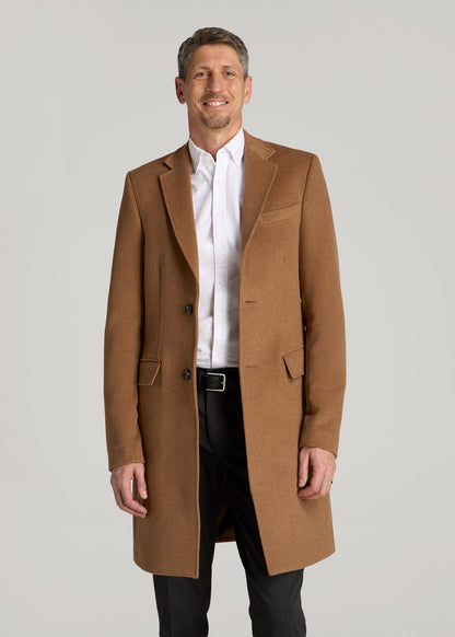 Wool Coat for Tall Men in Camel