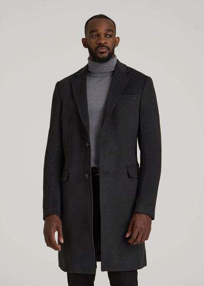 Wool Coat for Tall Men in Charcoal Mix
