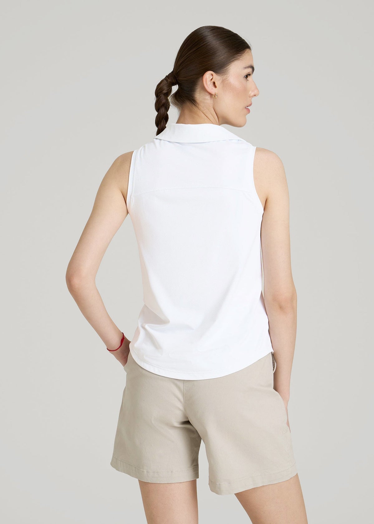 Active Sleeveless Polo Shirt for Tall Women in White