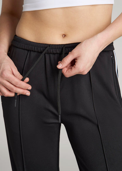 Ultra Lightweight Tricot Athletic Stripe Pants for Tall Women in Black and White
