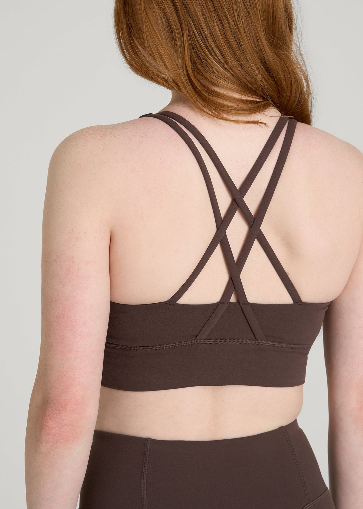 Balance Crisscross Sports Bra for Tall Women in Espresso