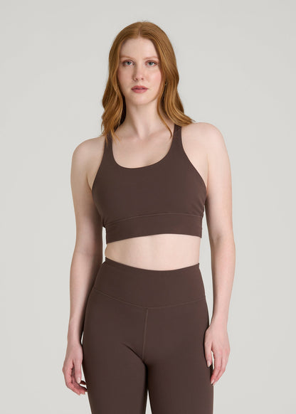 Balance Crisscross Sports Bra for Tall Women in Espresso