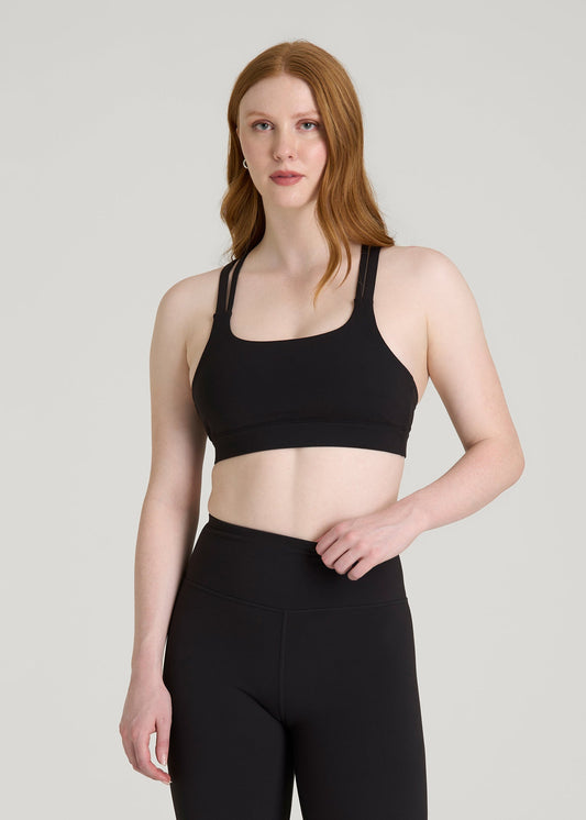 Balance Multi-Strap Sports Bra for Tall Women in Black