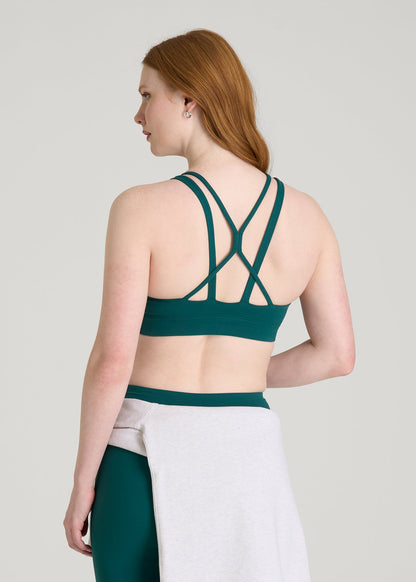 Balance Multi-Strap Sports Bra for Tall Women in Deep Teal