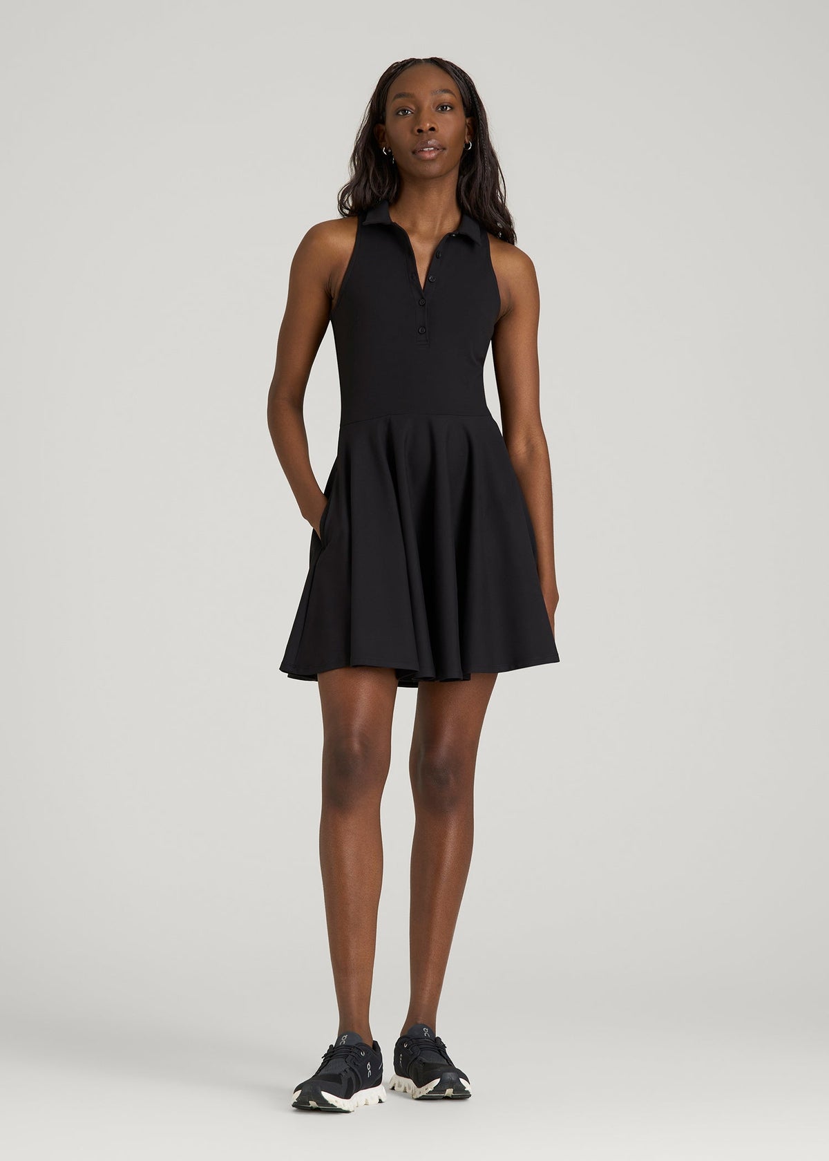 Balance Racerback Sleeveless Polo Dress for Tall Women in Black