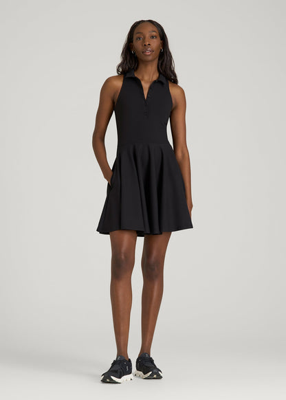 Balance Racerback Sleeveless Polo Dress for Tall Women in Black