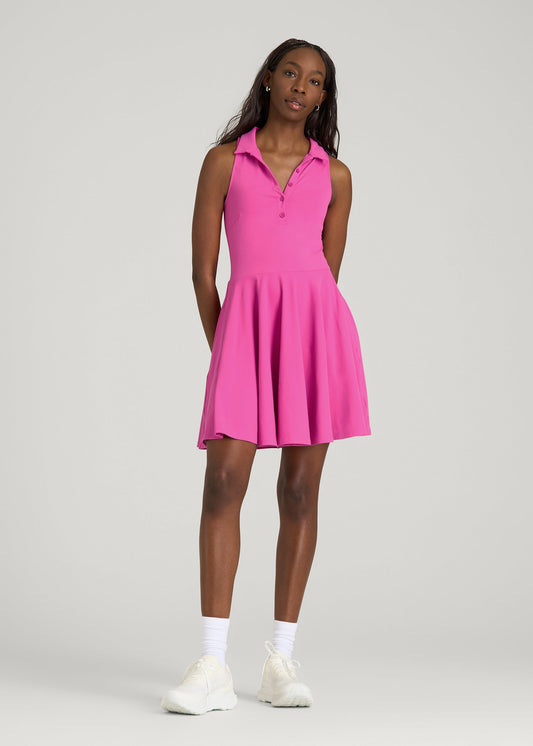 Balance Racerback Sleeveless Polo Dress for Tall Women in Magenta