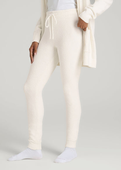 Chenille Leggings for Tall Women in White Alyssum