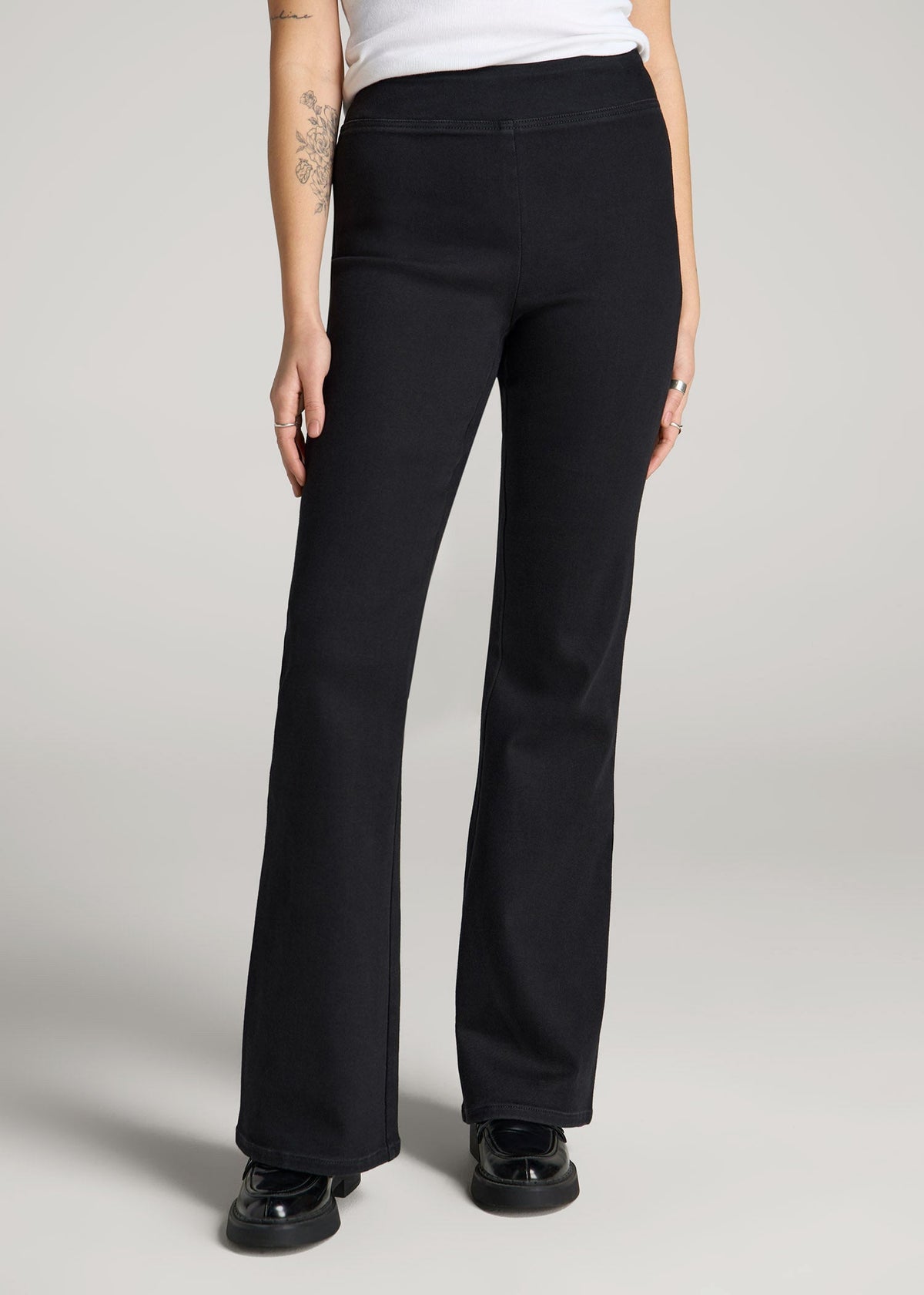 Chloe Pull-on Flare Jeans for Tall Women in Washed Black