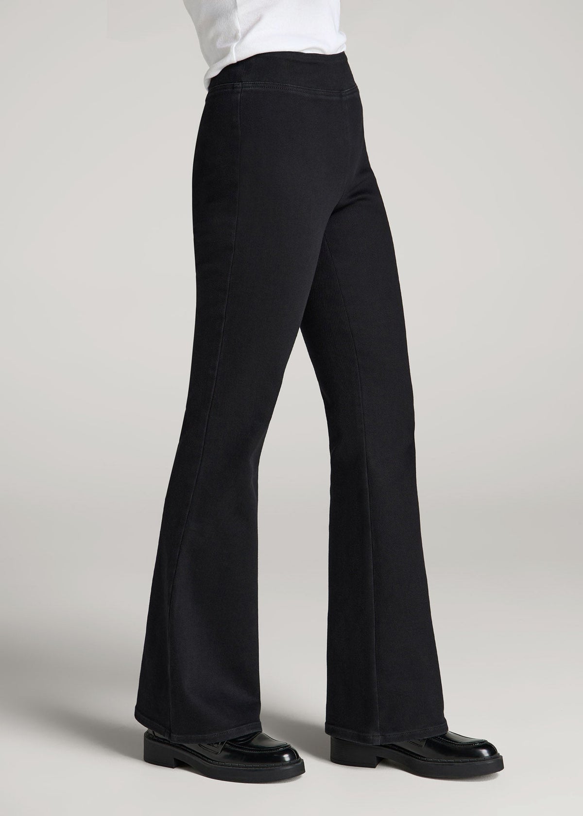 Chloe Pull-on Flare Jeans for Tall Women in Washed Black