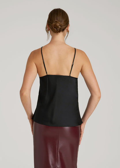 Satin Cami for Tall Women in Black