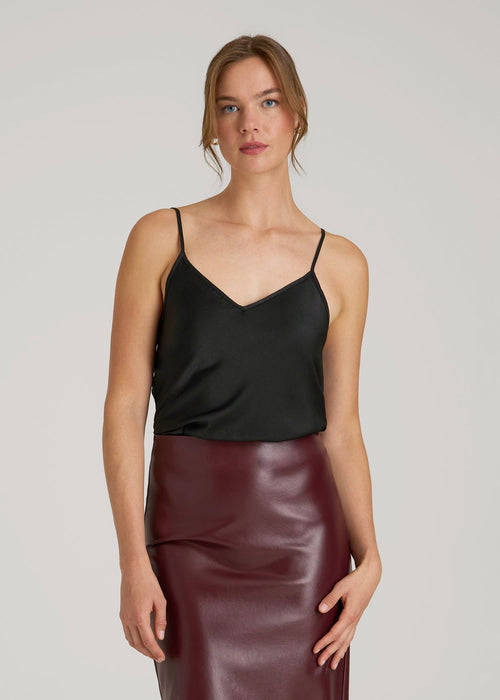 Satin Cami for Tall Women in Black