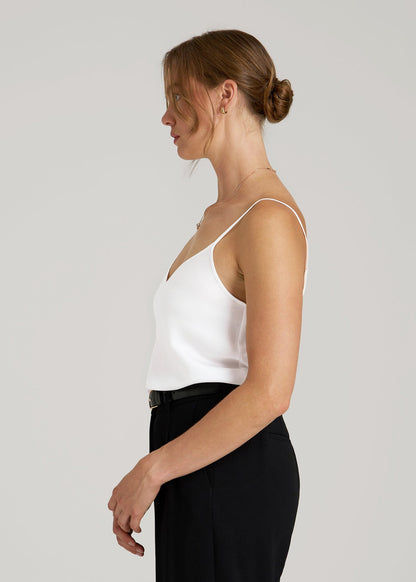 Satin Cami for Tall Women in White