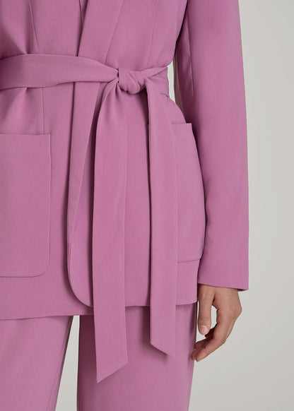 Crepe Wrap Blazer for Tall Women in Argyle Purple