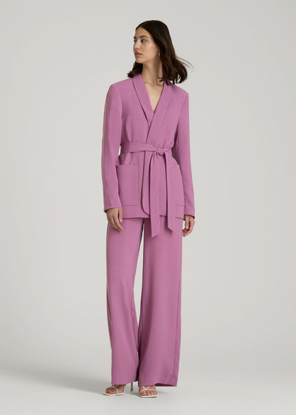 Crepe Wrap Blazer for Tall Women in Argyle Purple