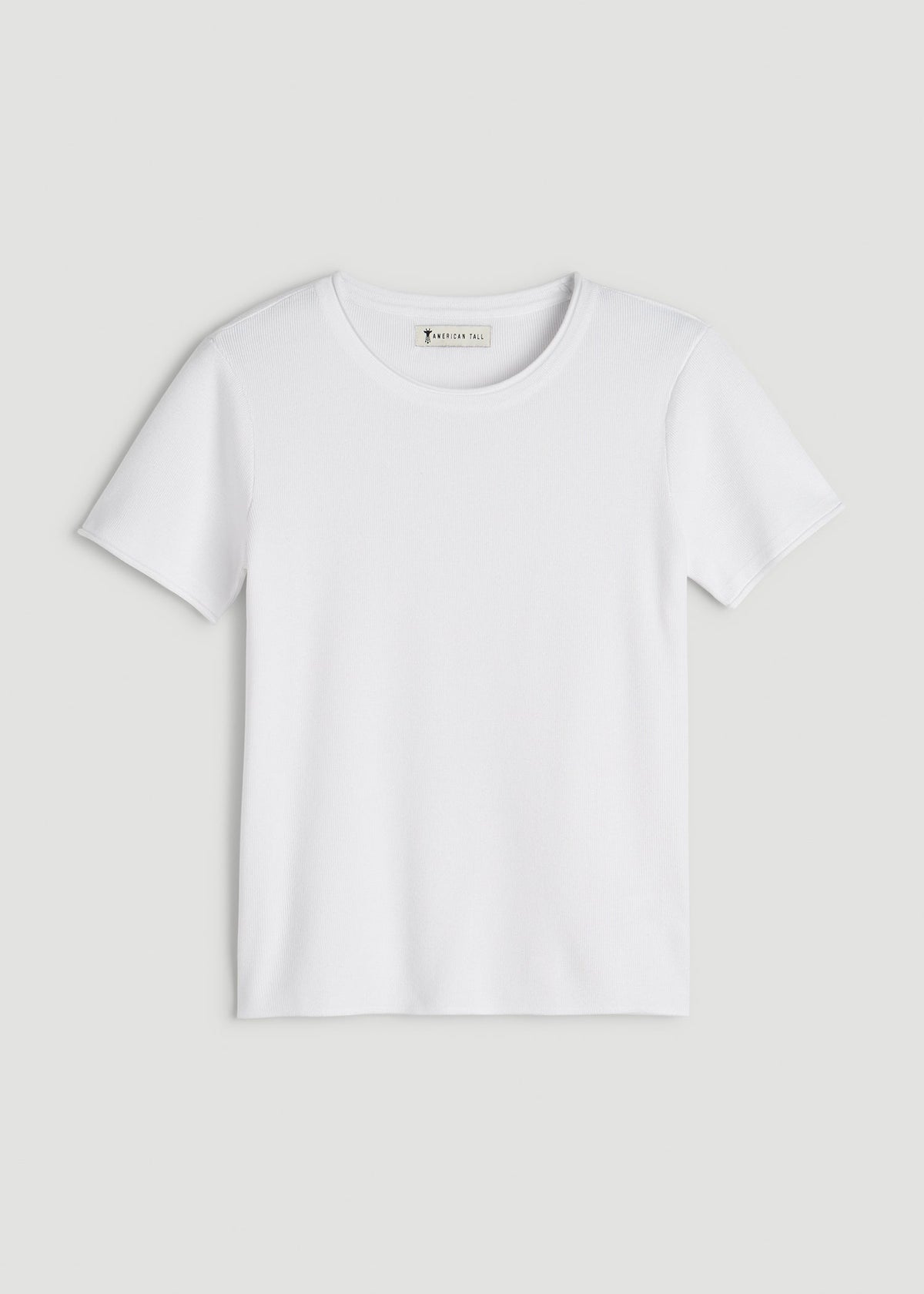 Cropped Knit Tee for Tall Women in White