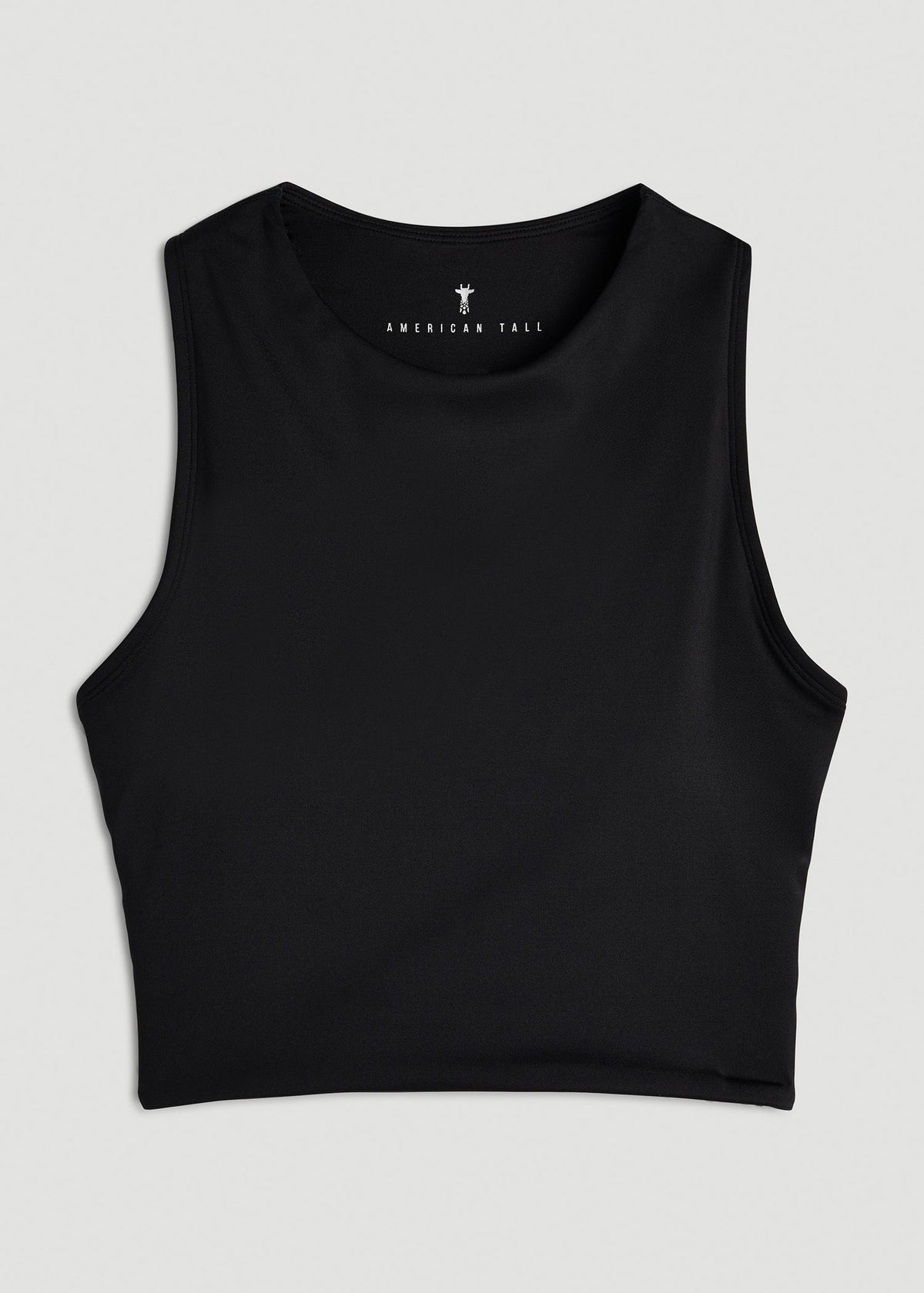 Cropped Swim Tank for Tall Women in Deep Black