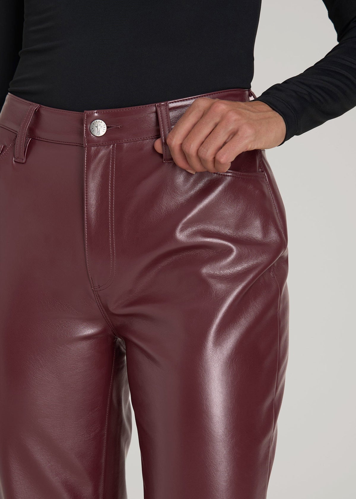 True Touch Leather Straight Leg Pants for Tall Women in Port Royale