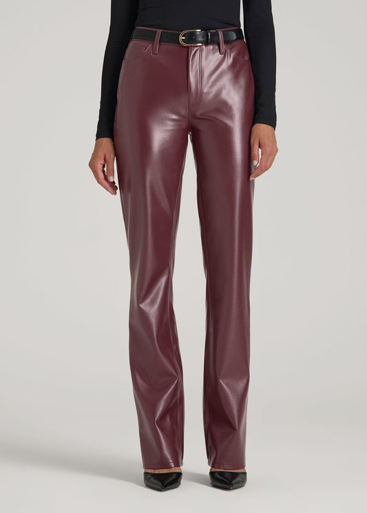 True Touch Leather Straight Leg Pants for Tall Women in Port Royale