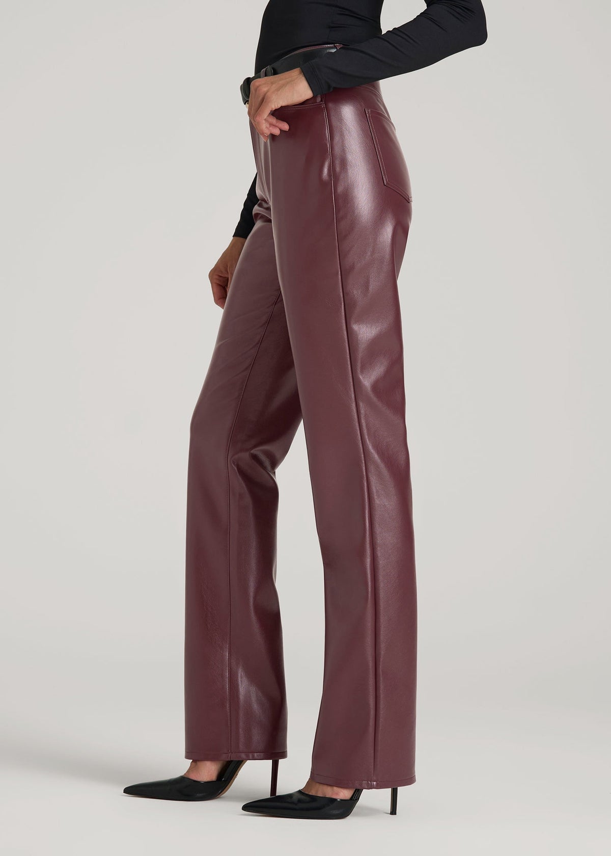 True Touch Leather Straight Leg Pants for Tall Women in Port Royale