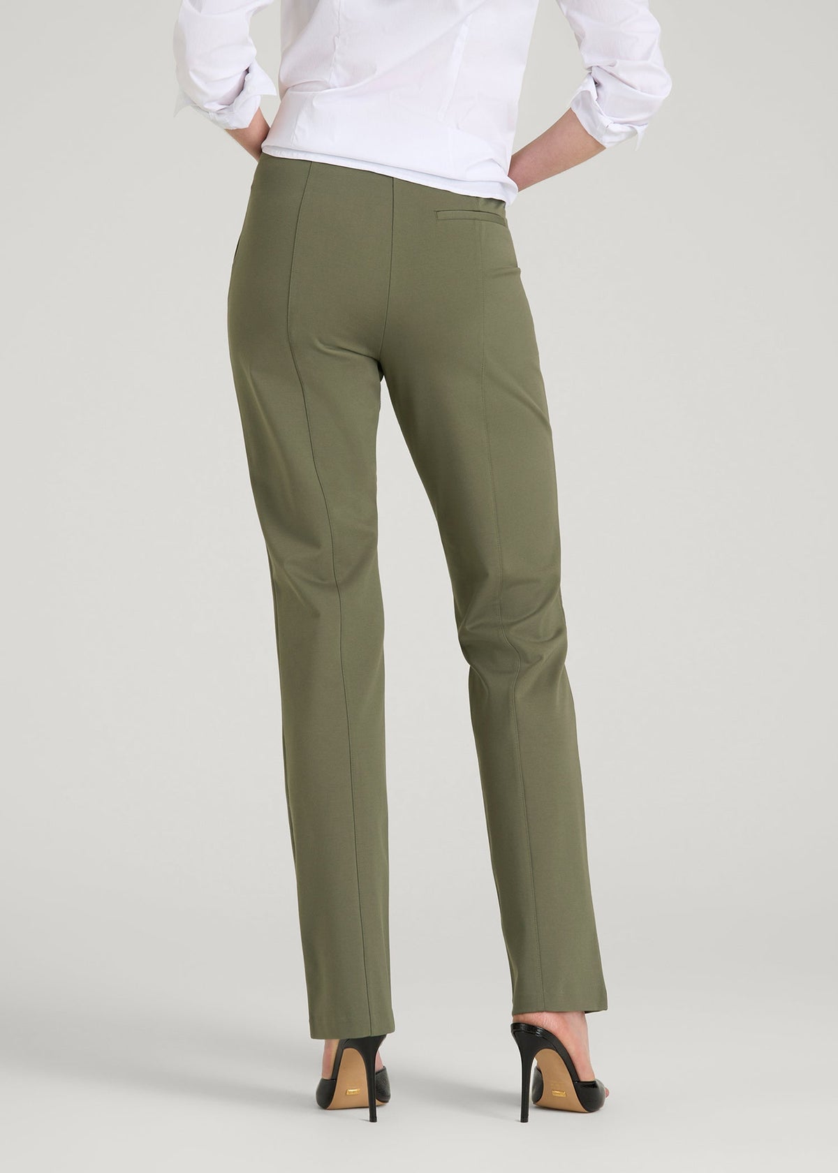 Freedom Flex Slim Straight Leg Dress Pants for Tall Women in Olive