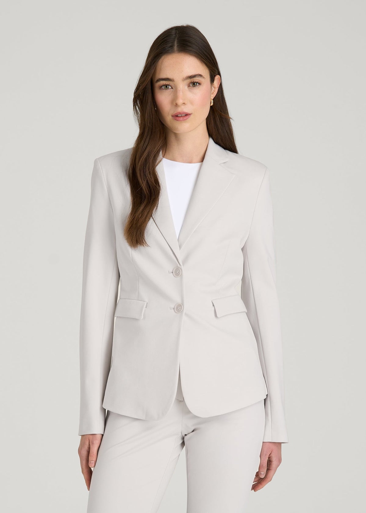 Freedom Flex Two-Button Slim-Fit Blazer for Tall Women in White Sand
