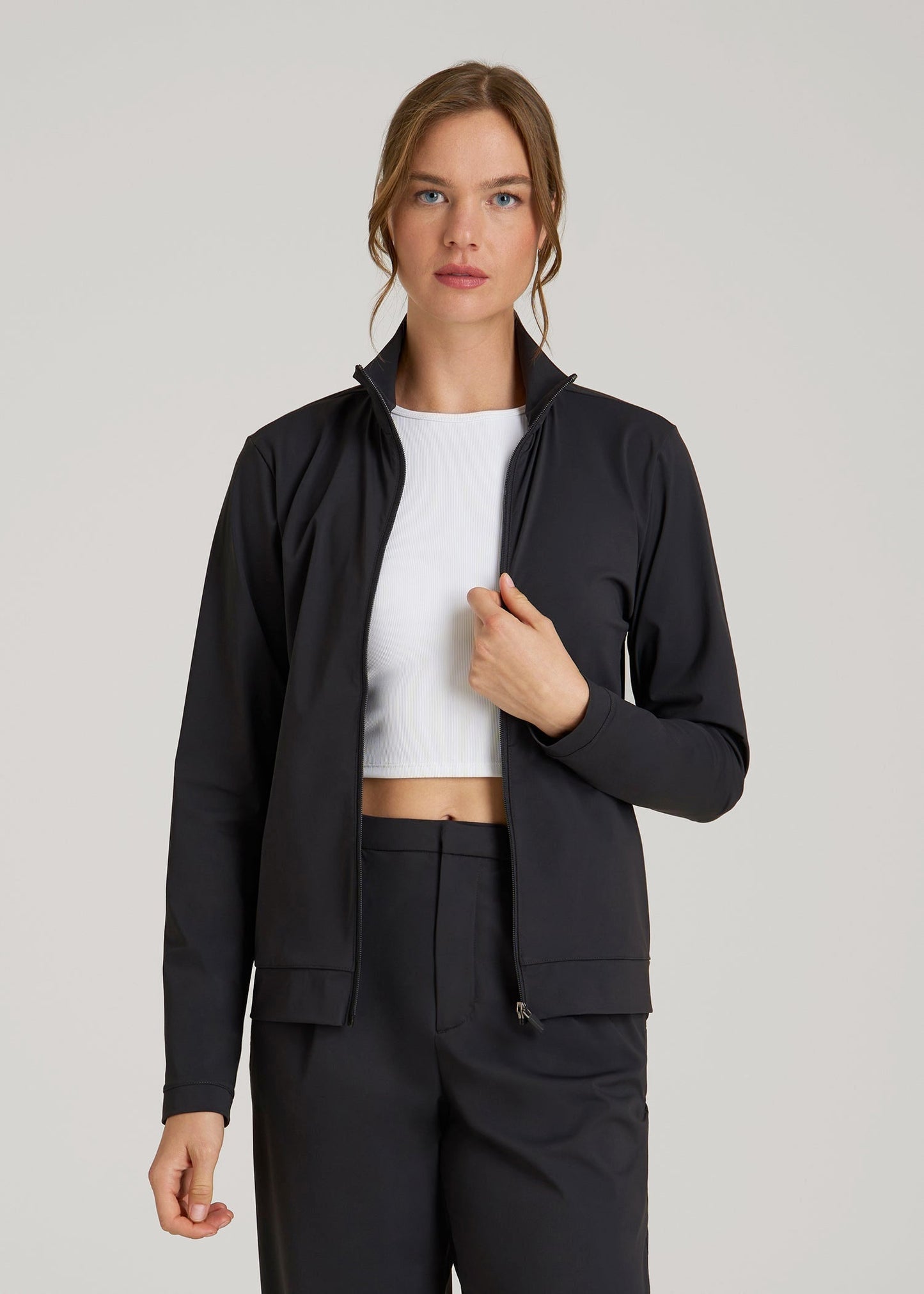 Front Zip Commuter Jacket for Tall Women in Black
