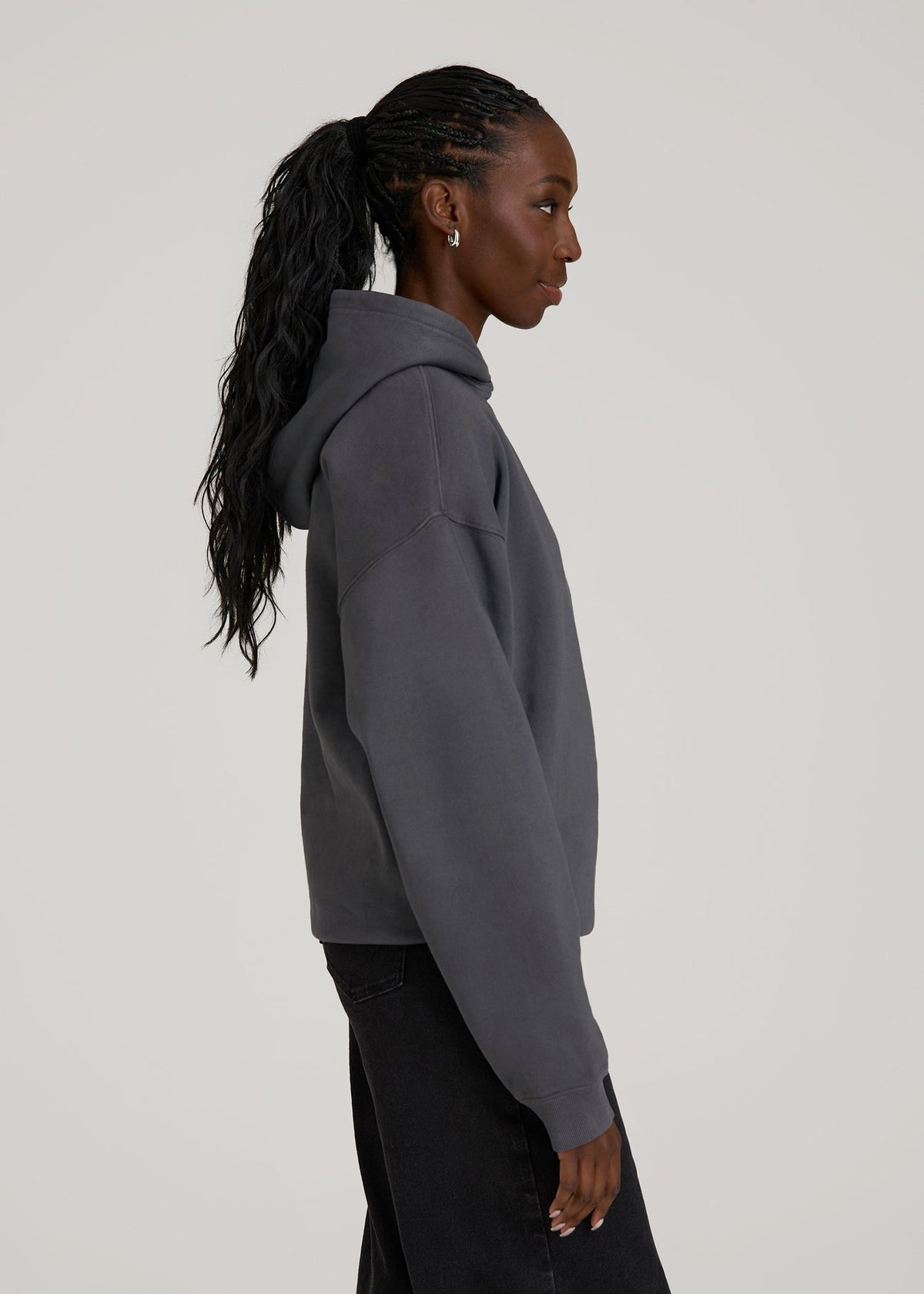 Garment Dyed Hoodie for Tall Women in Charcoal Rinse