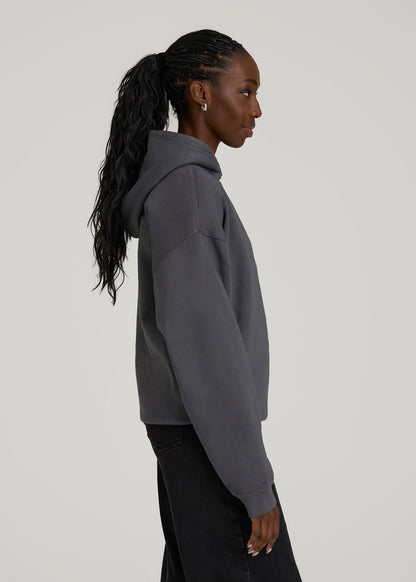 Garment Dyed Hoodie for Tall Women in Charcoal Rinse