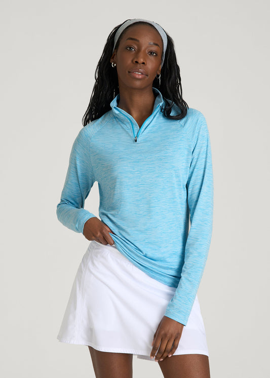 Long Sleeve Quarter-Zip Pullover for Tall Women in Spring Blue Mix