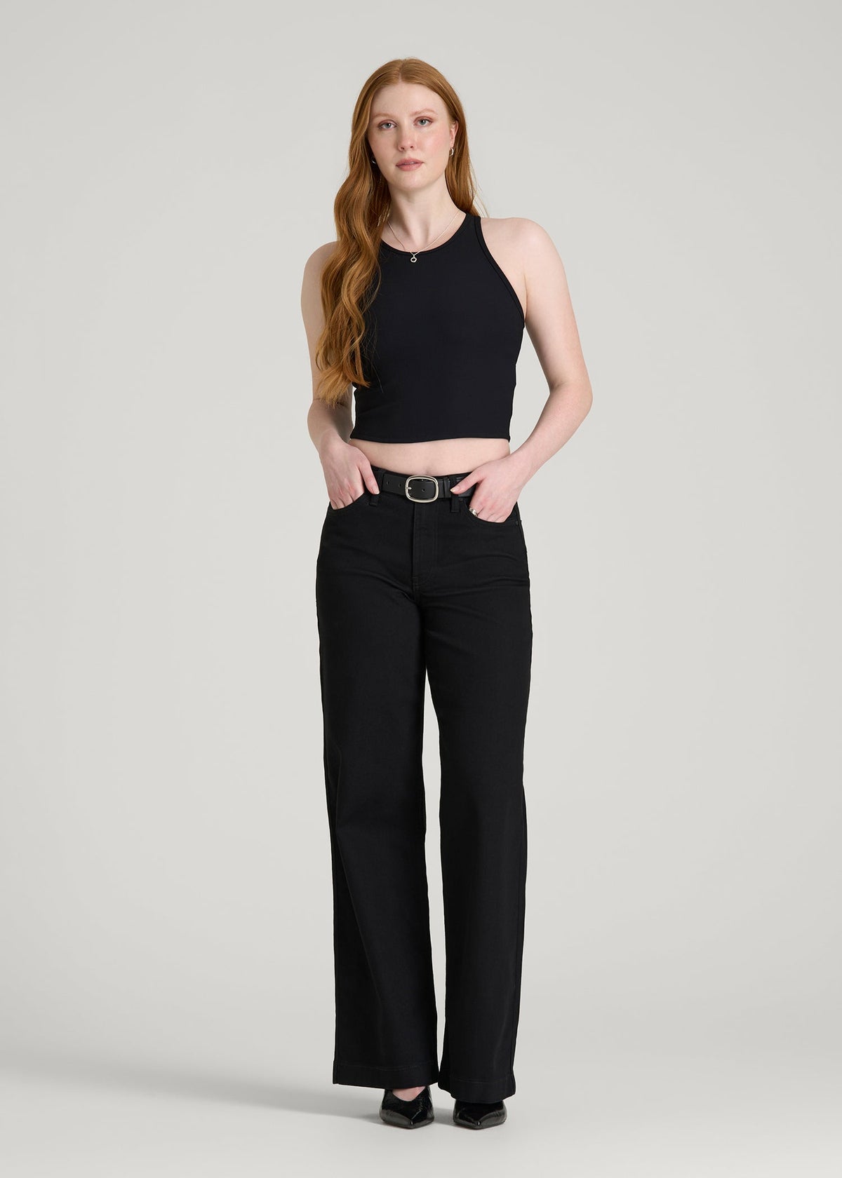 Luna High-Rise Wide-Leg Jeans for Tall Women in Optimum Black