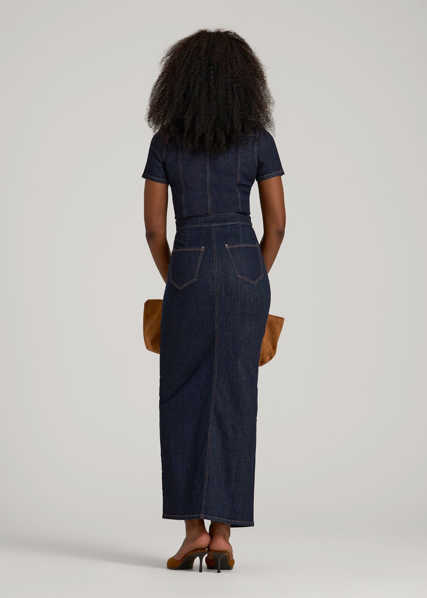 Maxi Denim Dress for Tall Women in Rinse Wash
