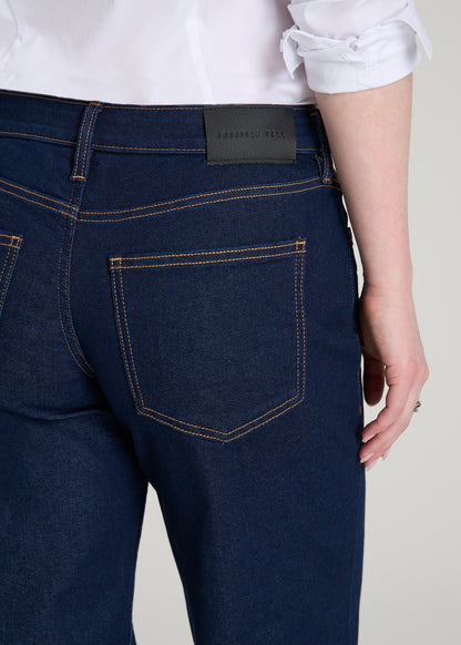 Mid-Rise Relaxed Fit Jeans for Tall Women in Deep Indigo Wash