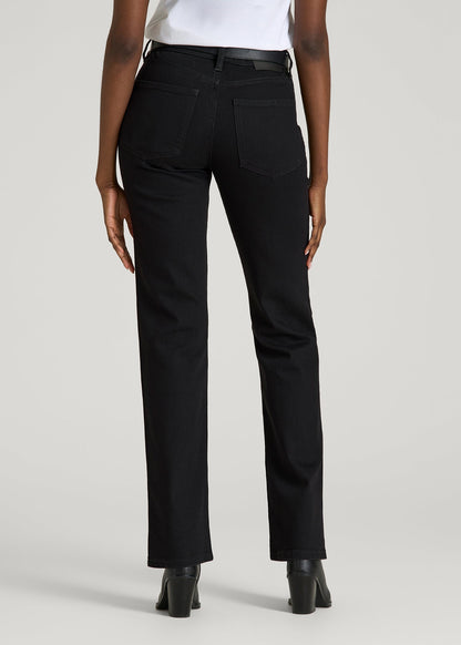 Mid-Rise Straight Fit Jeans for Tall Women in Optimum Black