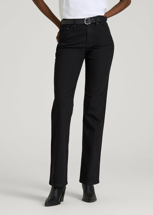 Mid-Rise Straight Fit Jeans for Tall Women in Optimum Black