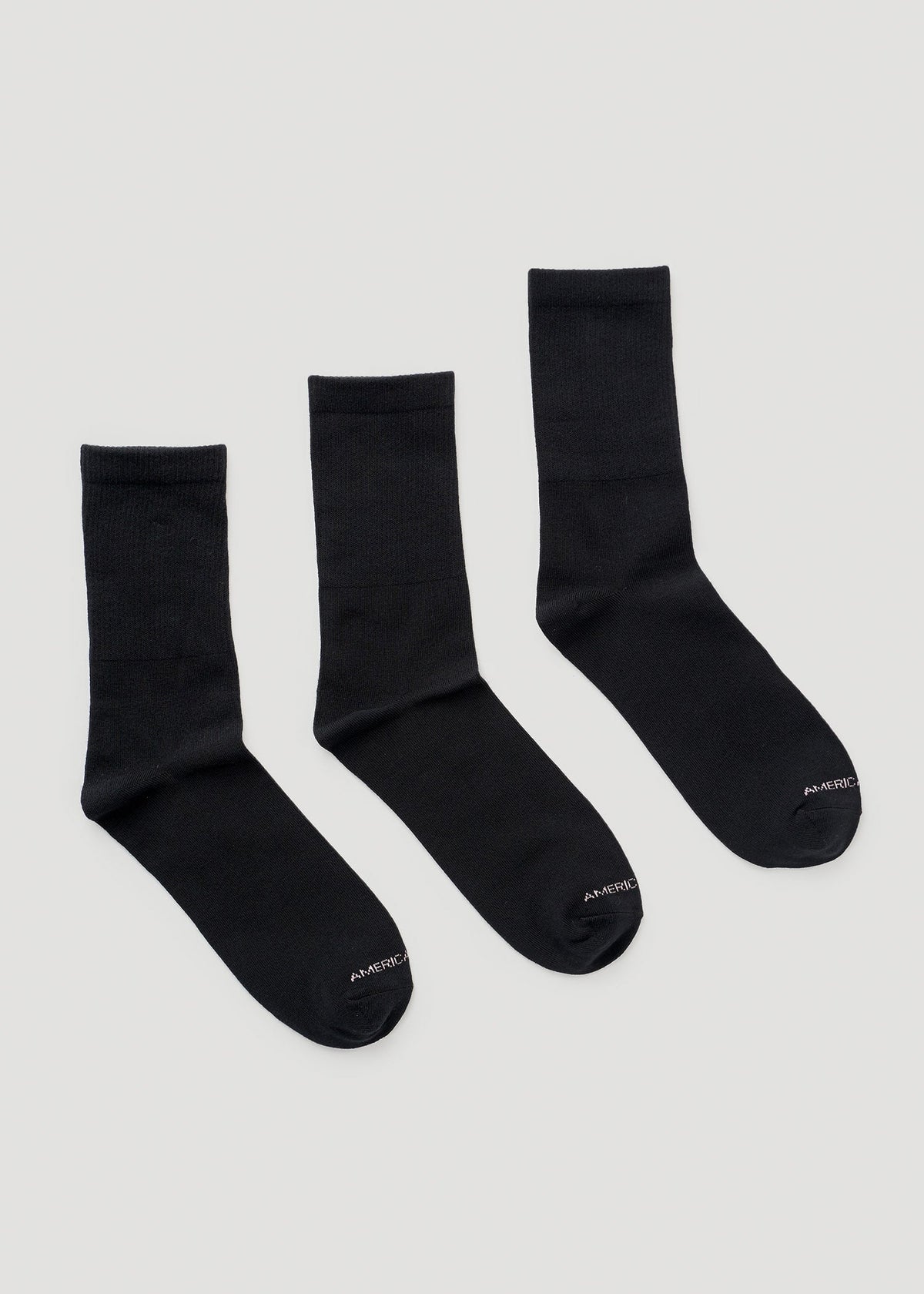 Mid Crew Socks (X-Large Size: 10-13) for Tall Women in Black