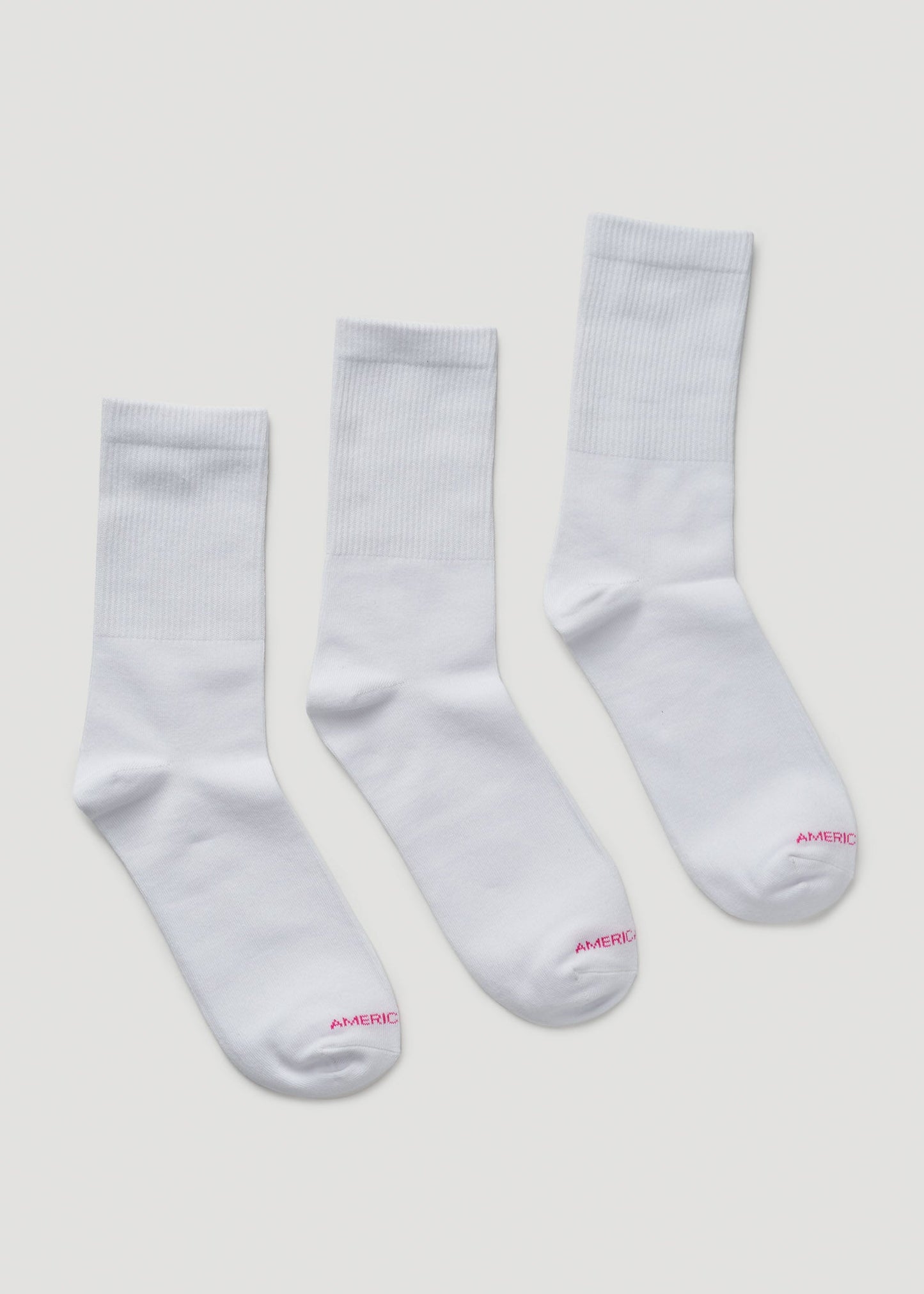 Mid Crew Socks (X-Large Size: 10-13) for Tall Women in White