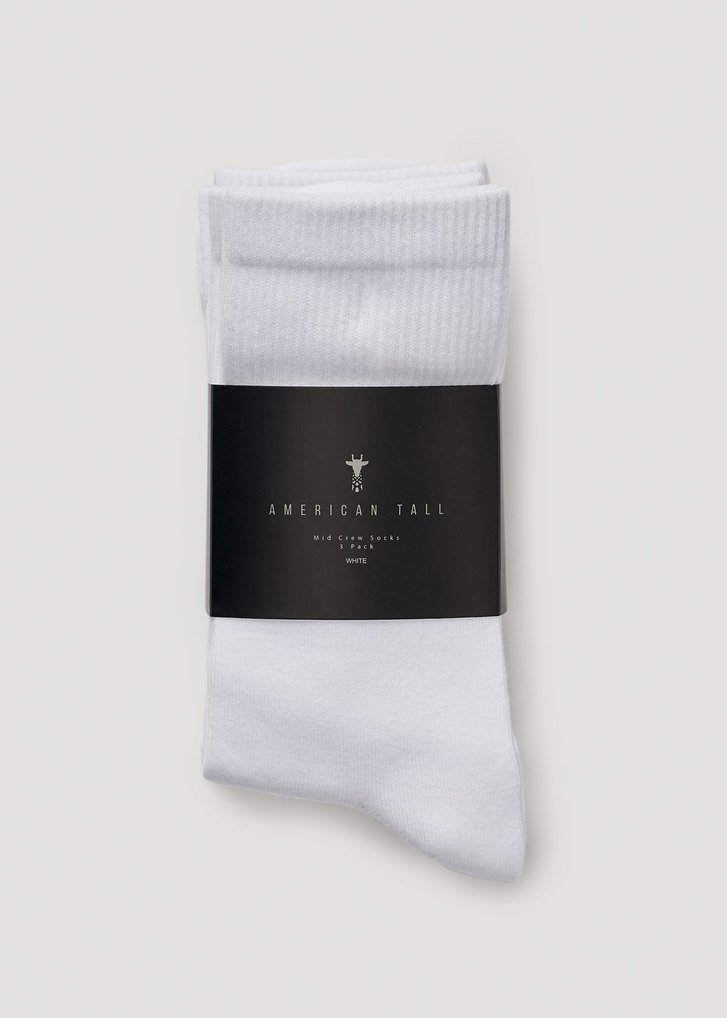 Mid Crew Socks (X-Large Size: 10-13) for Tall Women in White