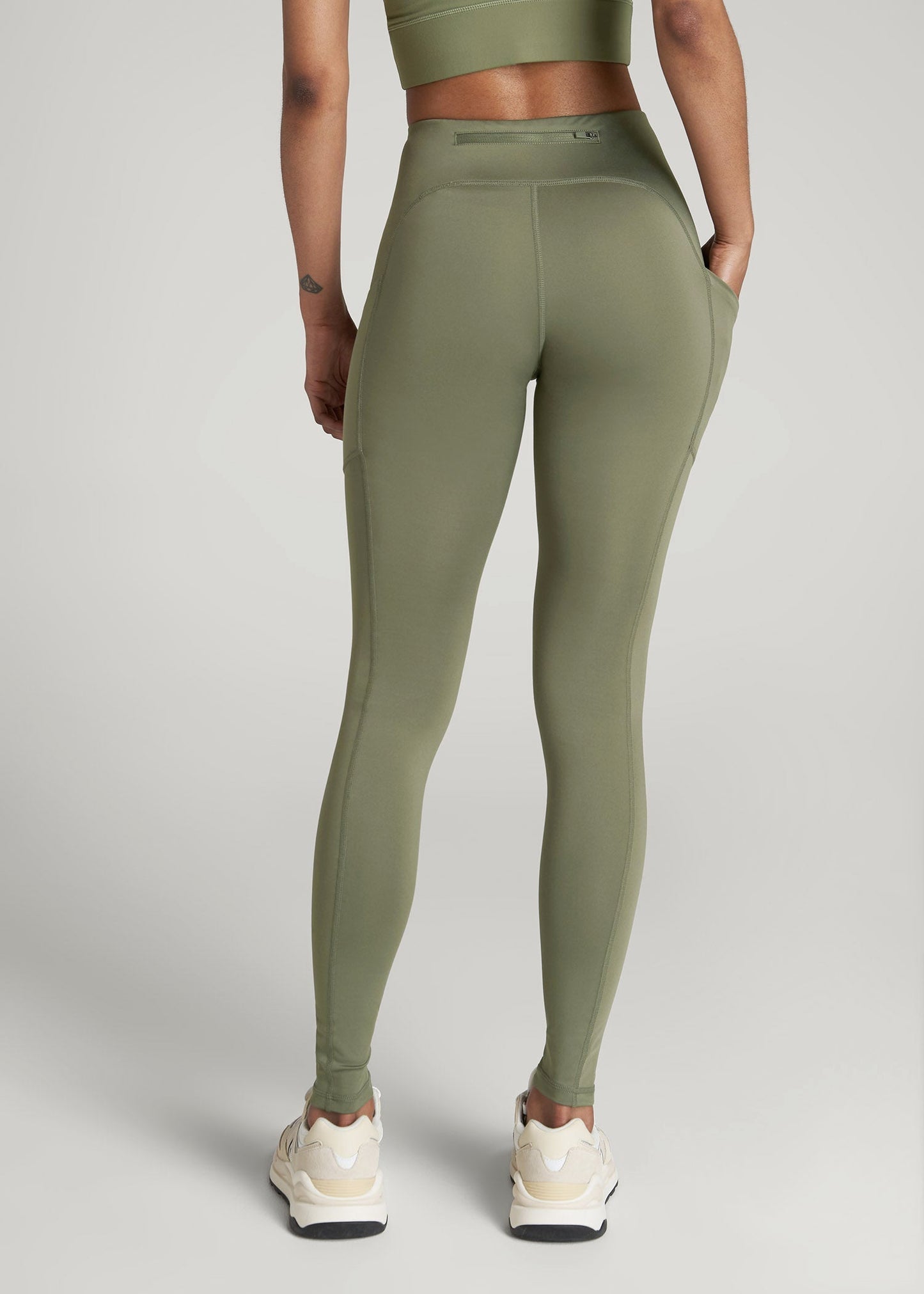 Women's Active Leggings with Pockets for Tall Women in Olive