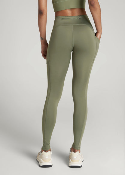 Women's Active Leggings with Pockets for Tall Women in Olive