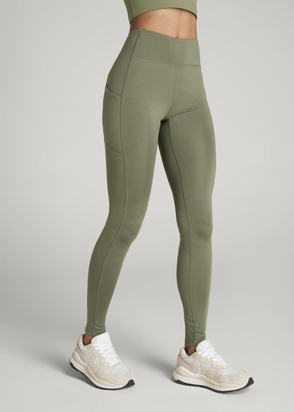 Women's Active Leggings with Pockets for Tall Women in Olive