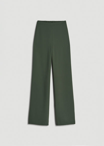 Pull-On Crepe Ultra Wide Pants for Tall Women in Climbing Ivy