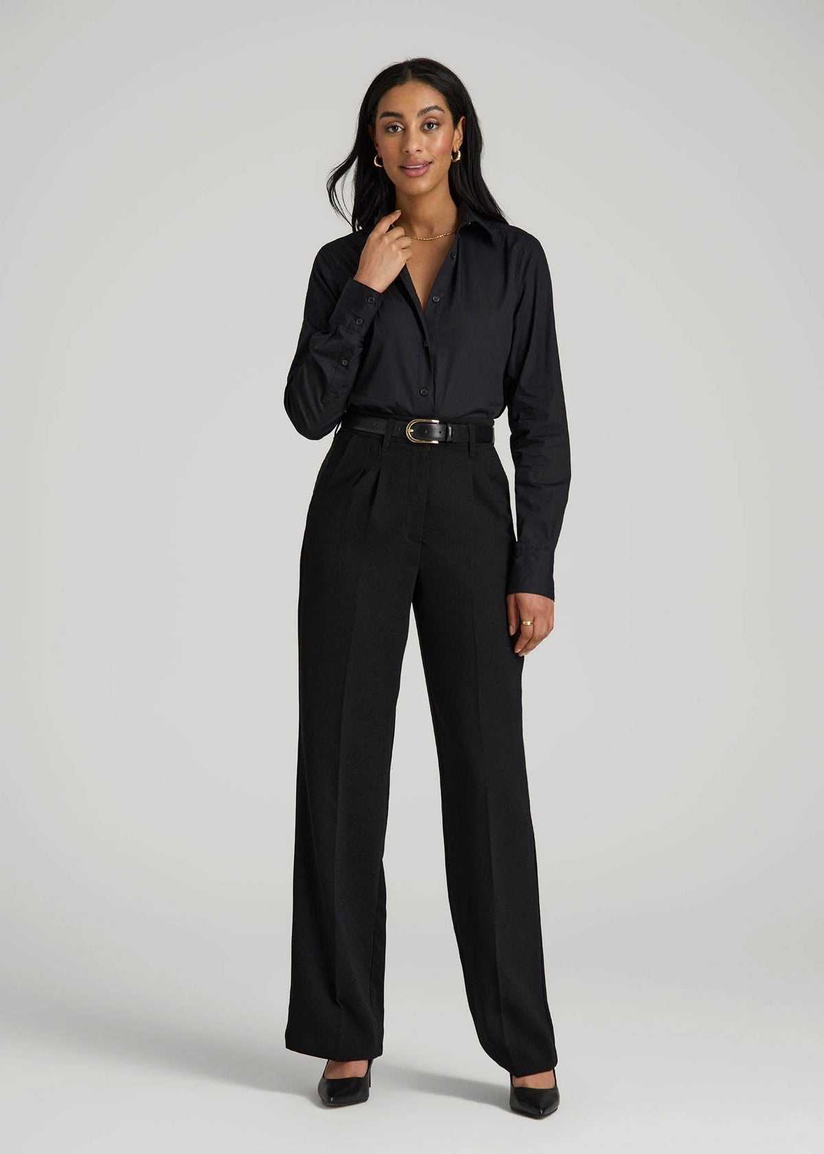 Regular Fit Dress Shirt for Tall Women in Black