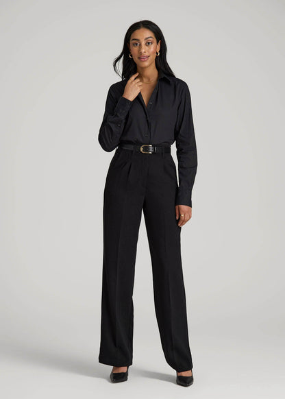 Regular Fit Dress Shirt for Tall Women in Black