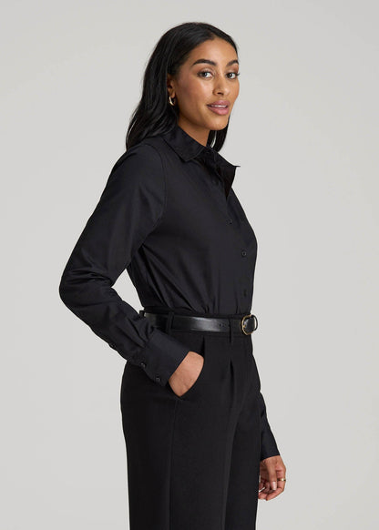 Regular Fit Dress Shirt for Tall Women in Black
