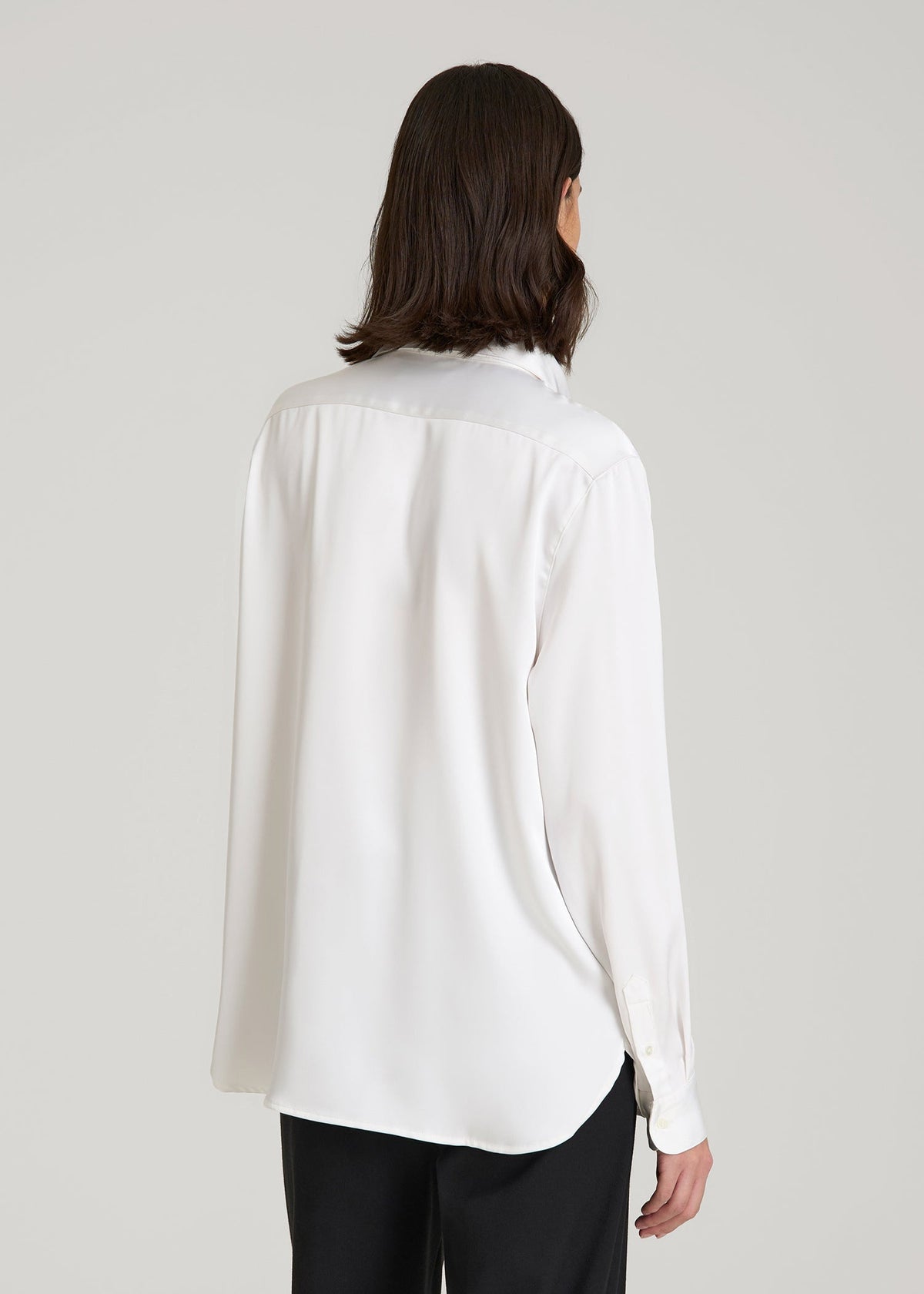 Relaxed Button-Up Blouse for Tall Women in Pearl White