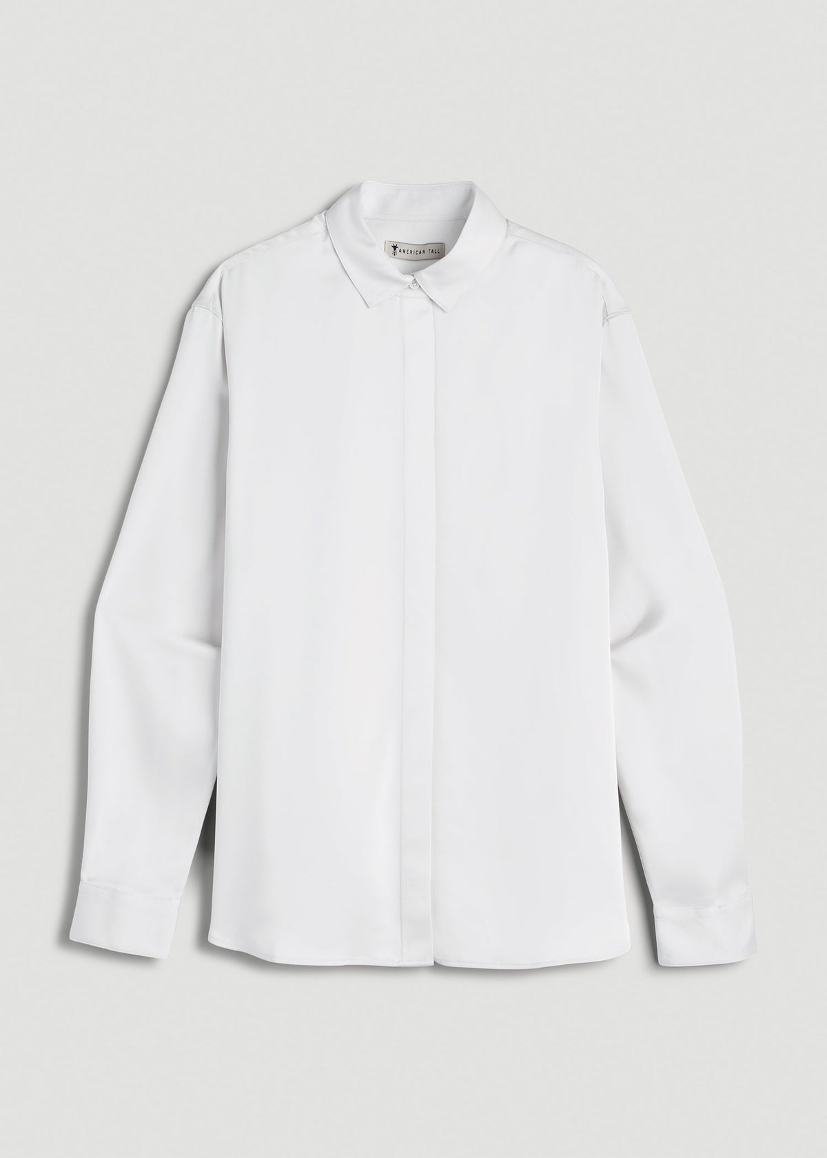 Relaxed Button-Up Blouse for Tall Women in Pearl White