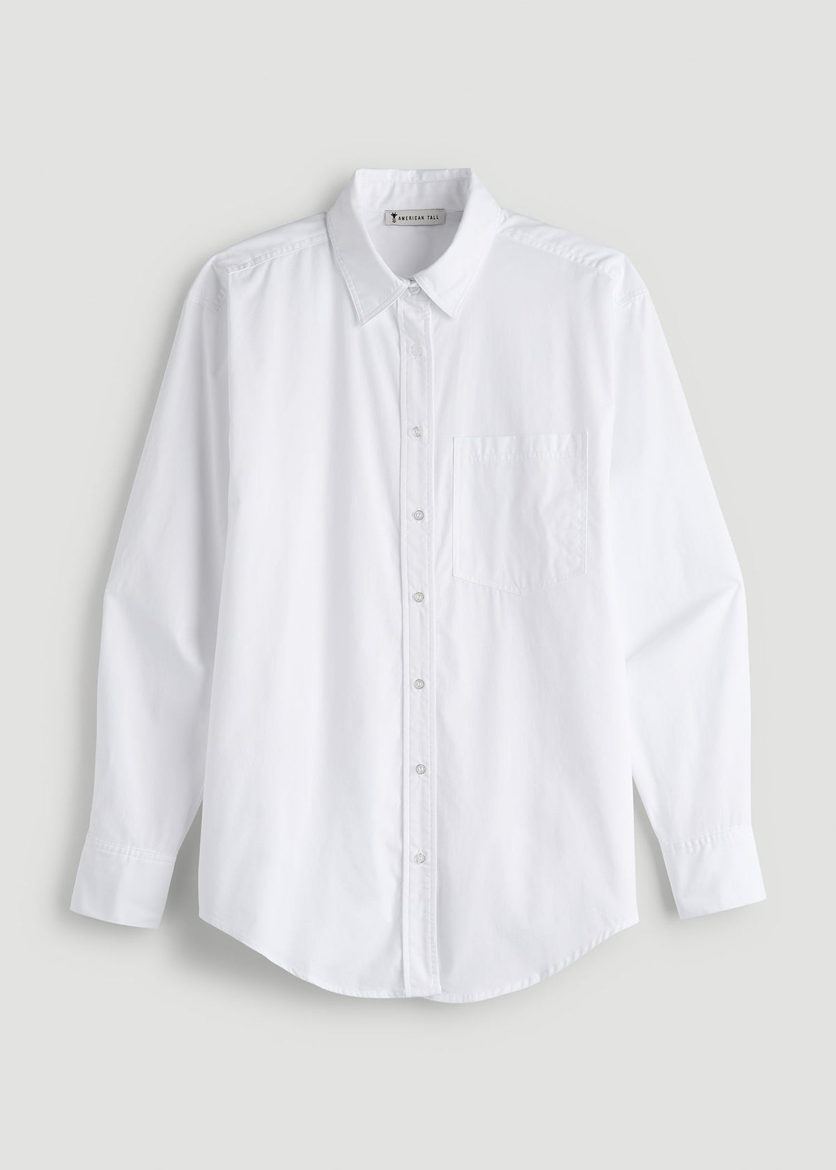 Relaxed Poplin Button Up Shirt for Tall Women in Bright White