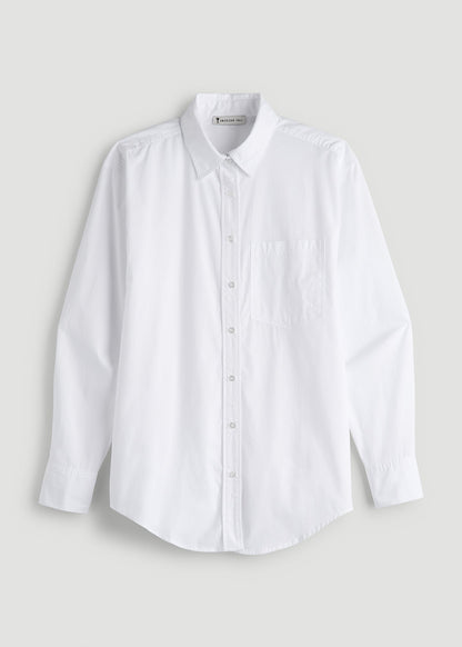 Relaxed Poplin Button Up Shirt for Tall Women in Bright White